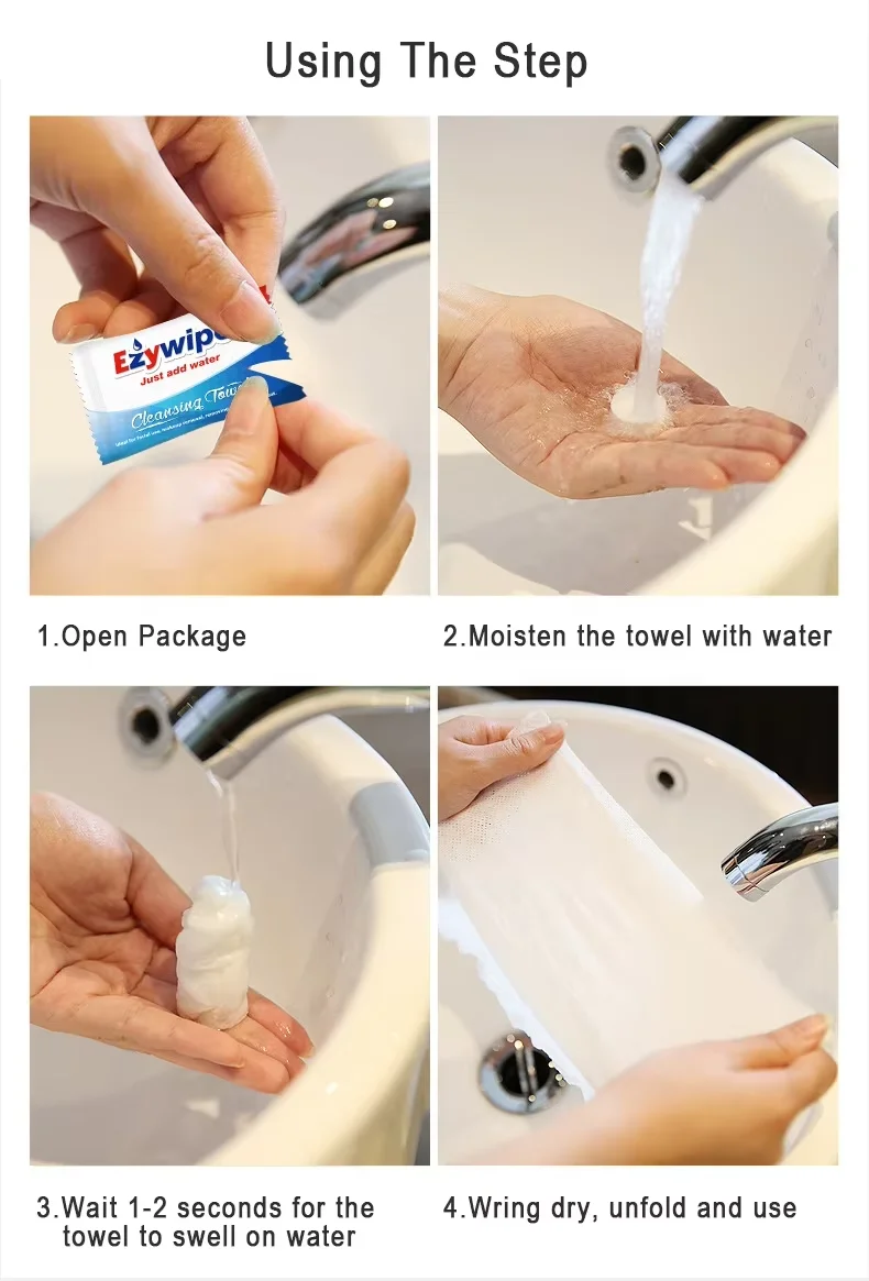 Factory Mini Portable Biodegradable Disposable Non Woven Magic Hotel Coin Tissue Face Compressed Towel