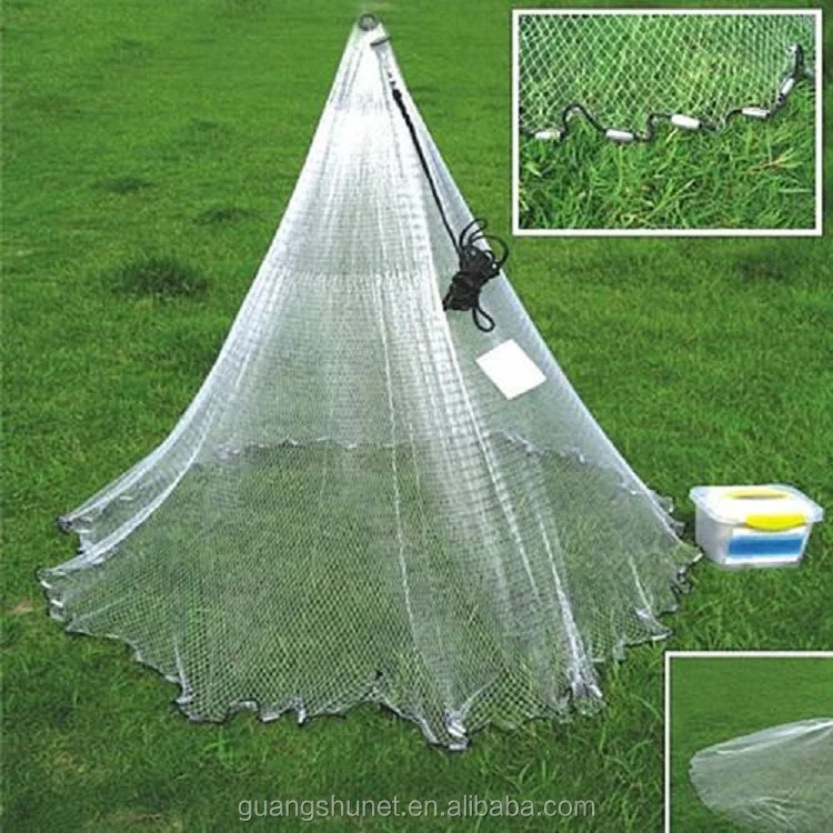 Cast Net With Long Braided Poly Hand Line Perfect for Salt Water Usage Outdoor Fishing Nets