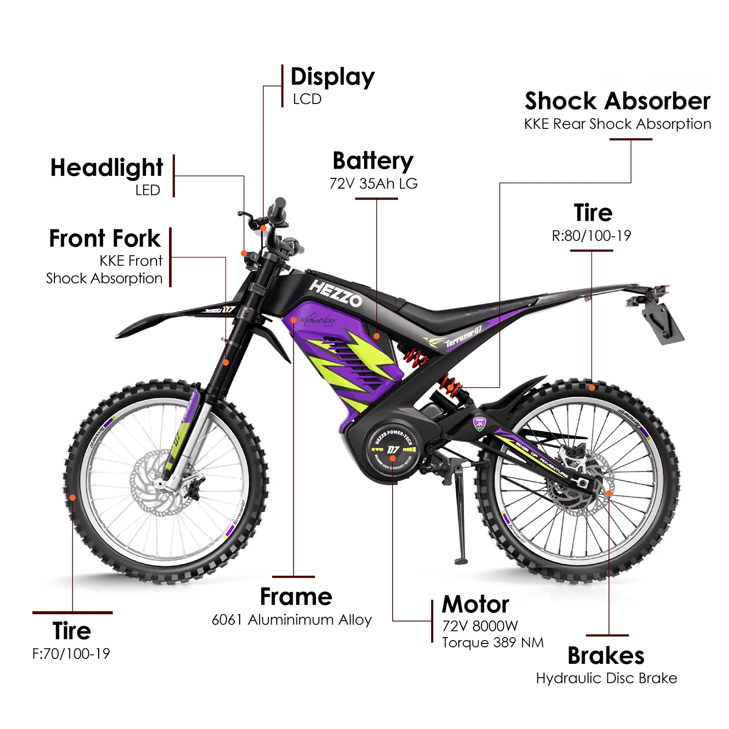 Free Shipping 72V 8000W Talaria Electric Dirt Bike - Off Road 389N