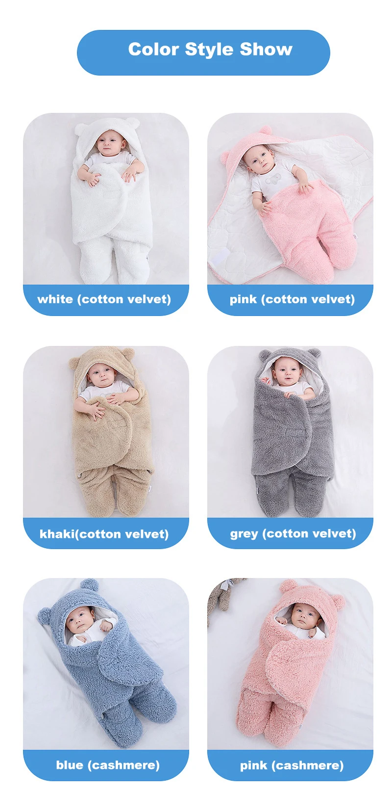 Sack Newborn 012 Months Baby Swaddle Blanket Boys Girls Cute Cotton Plush Receiving Blanket