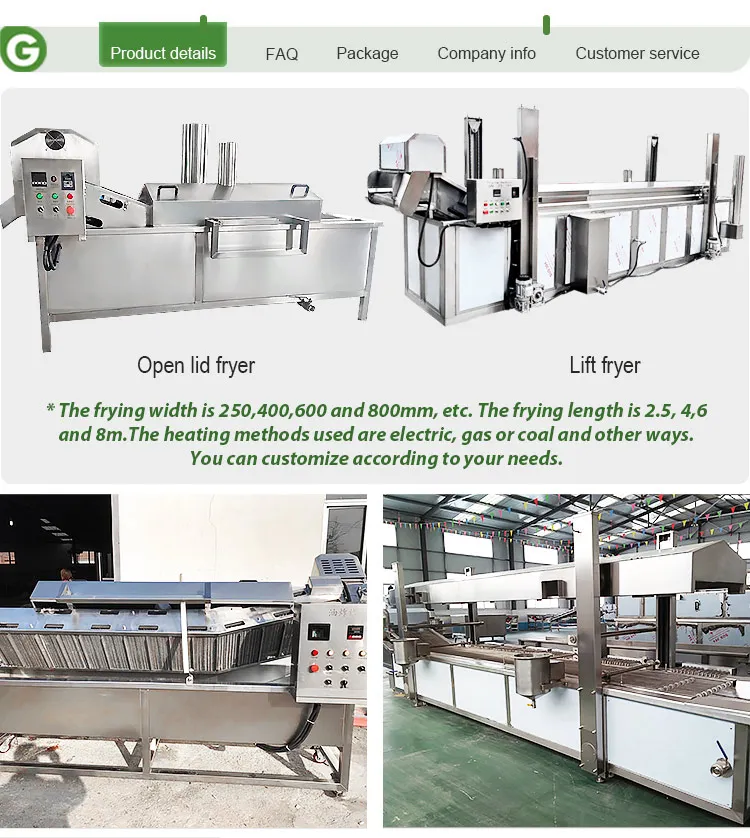 Continuous Conveyor Chip Deep Fryer Falafel Crispy Chicken Broasted