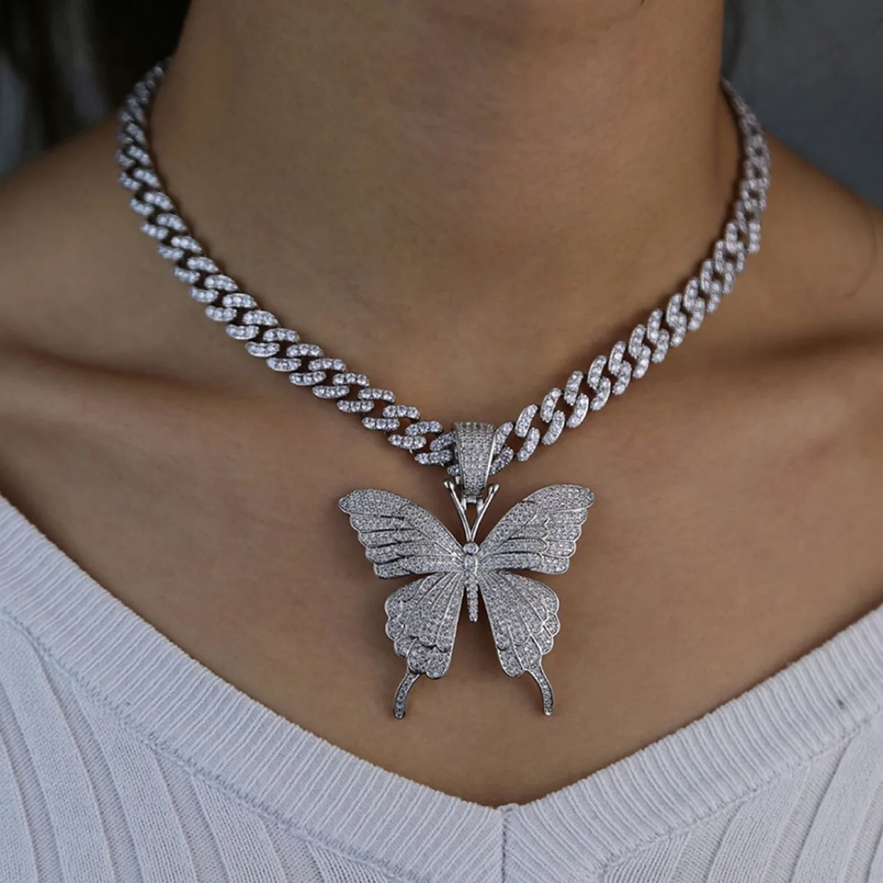 Butterfly Miami Cuban Chain Necklace 
