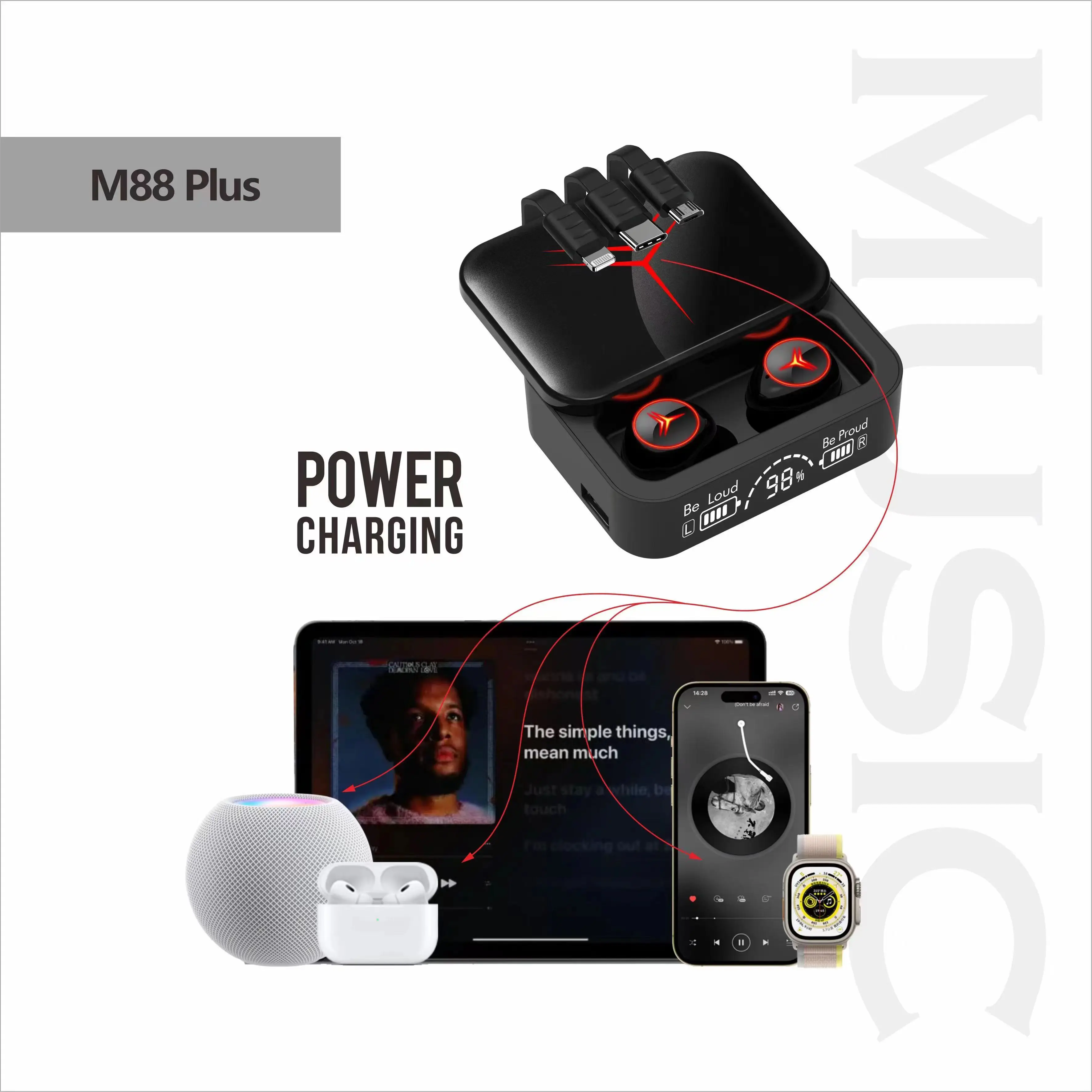 M88 Plus TWS Earbuds - Wireless Gaming & Travel Companions