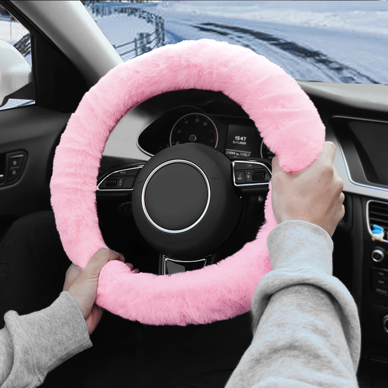 
15 Inches 38cm Winter Keep Warm Steering Wheel Cover Car,Fashional Fur Car Steering Wheel Cover 