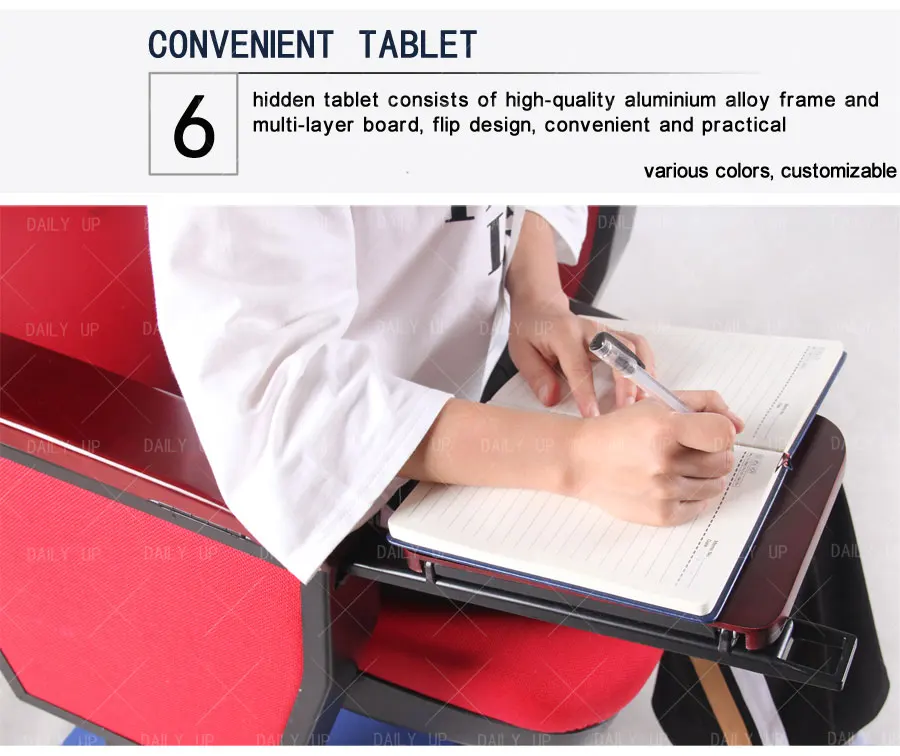 Factory Wholesale Auditorium Chair Metal Frame Folding Cinema Chair With Wooden Tablet And Fabric Seat For Lecture And Theater