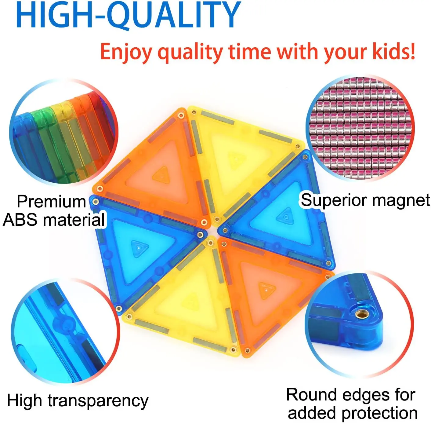 YUQI 80PCS Building Blocks Magnet Building Tiles Magnetic Toys for Kids 3D Magnet Puzzles Stacking Blocks