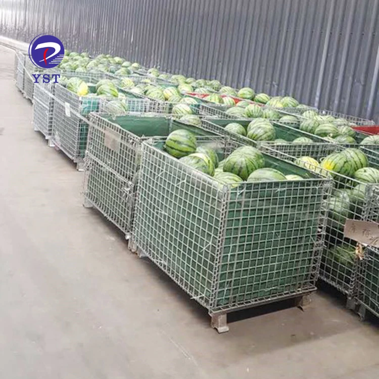 Galvanized Folding Stackable Transport Potato Onion Storage Mesh Cages