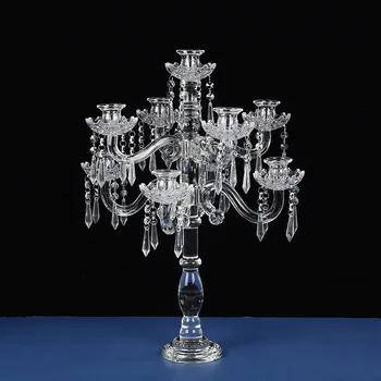 YH European style 9-head crystal candle holder home dining table wedding hall decoration ornaments romantic wedding celebration