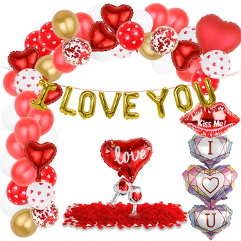 78pcs i love you letters Valentine's Day Set latex and foil balloon Wedding Valentine's Day Party Decoration Balloon Supplies