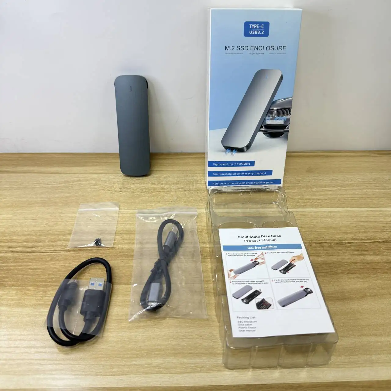 M2 NVME SSD Enclosure Aluminum Housing for External Storage