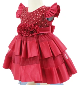 Lace Luxury Evening Pageant Wedding Party Holiday up Ball Gown Baby Girl Dress