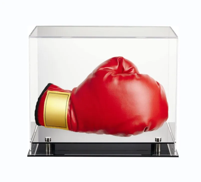 Custom Clear Acrylic Horizontal Boxing Glove Display Case Single Boxing ...