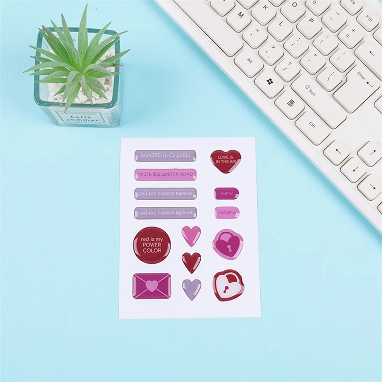 New Arrival 3d Stickers Custom Printing Epoxy Dome Kiss Cut Resin Sticker Sheet for Phone Case