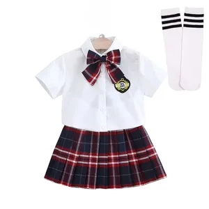 Modern Cozy Japanese School Girl Uniform for Teens Sexy Summer Outfit with Solid Pattern