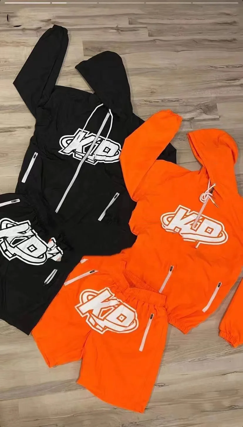 Custom Sweatsuit Two Piece Short Set Design Streetwear Mens Reflective Windbreaker Jacket Tracksuit Set gallery 4