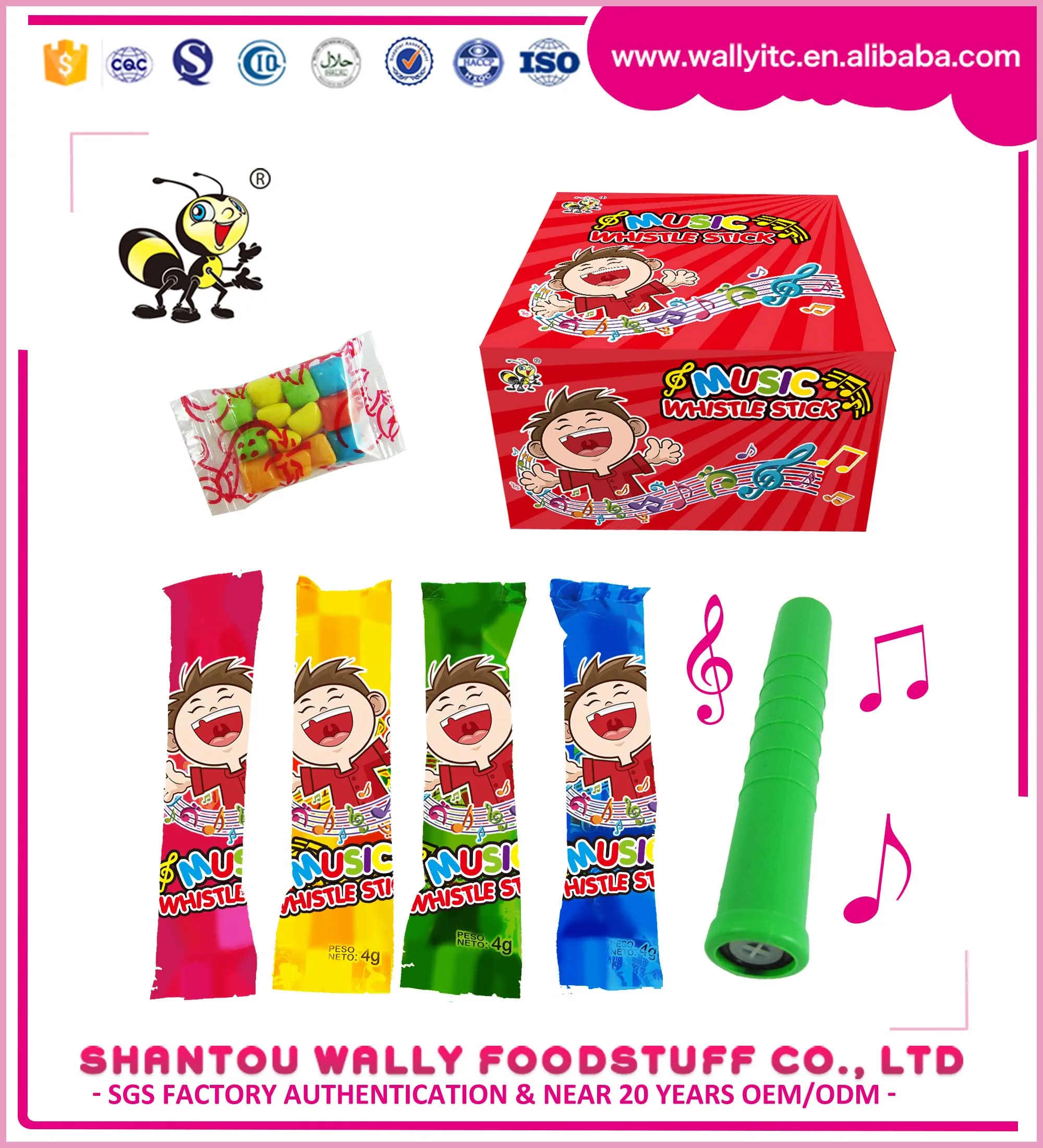 
 Волшебная звуковая палочка, качающая Сладкая фруктовая жевательная резинка с палкой  