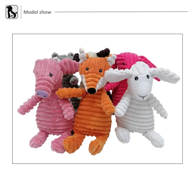 Small Fun Pet Toy Donkey-Shaped Corduroy Chew Toy with Squeaker Squeaky Plush Bone Molar Puppies Dogs Dog Training Accessories