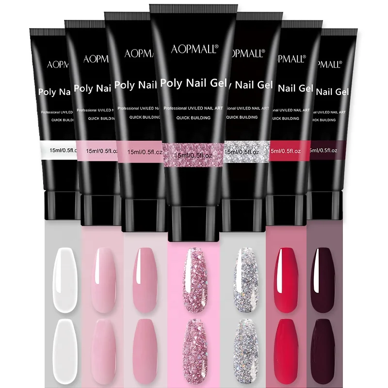 Китайский поставщик AOPMALL, профессиональный прозрачный акриловый порошковый Цветущий гель для ногтей, полигель для ногтей