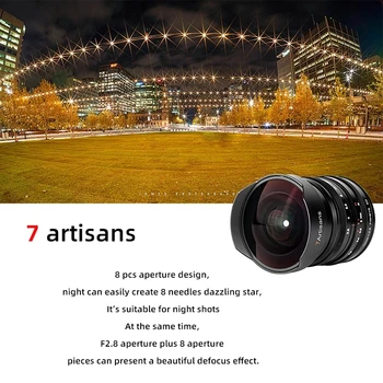 7Artisans 10mm F2.8 Full Frame Manual Focus Camera Lens 8 Groups 11 Elements Fish-Eye Len for E/L/Z/R-Mount Camera Lens detail image