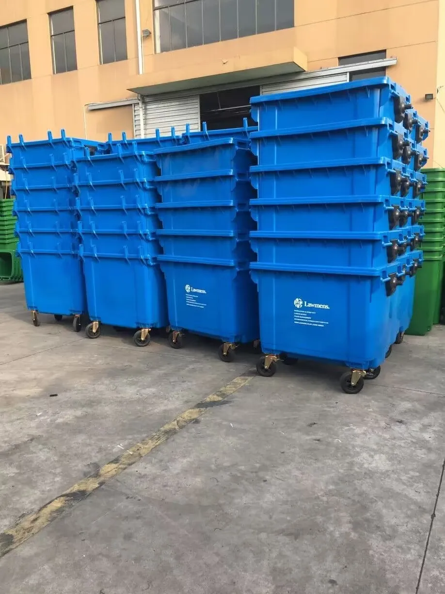 大型プラスチックタンク 青 キャスター付き 大型屋外産業用キャスター付きプラスチックゴミ箱660L