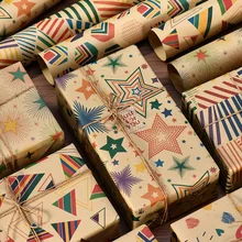 Vintage Ideas Wrapping Paper Gift Box Wrapping Papers Pre Cut Custom Printing Stars Wrapping Paper Roll