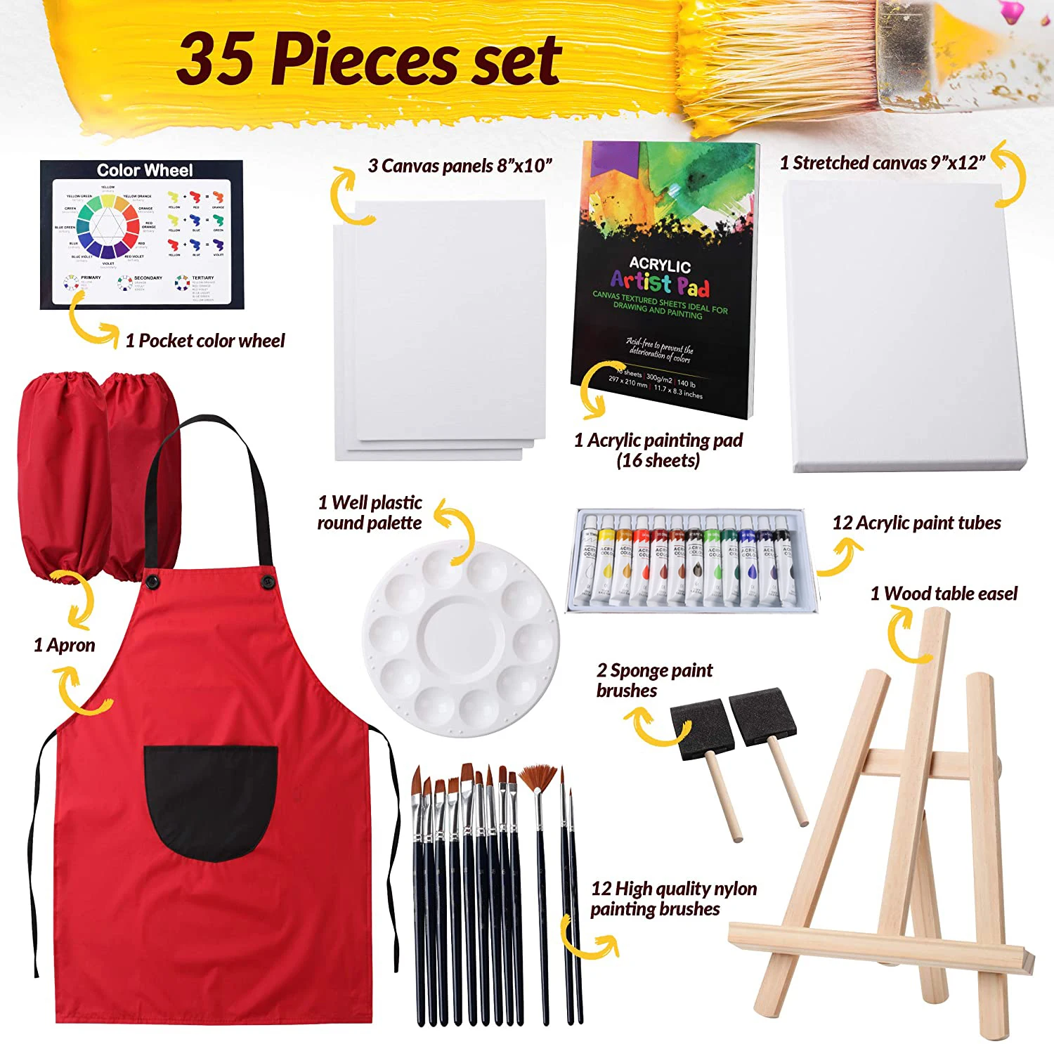 Painting Set Canvas Easel, Canvas Art Painting Kids