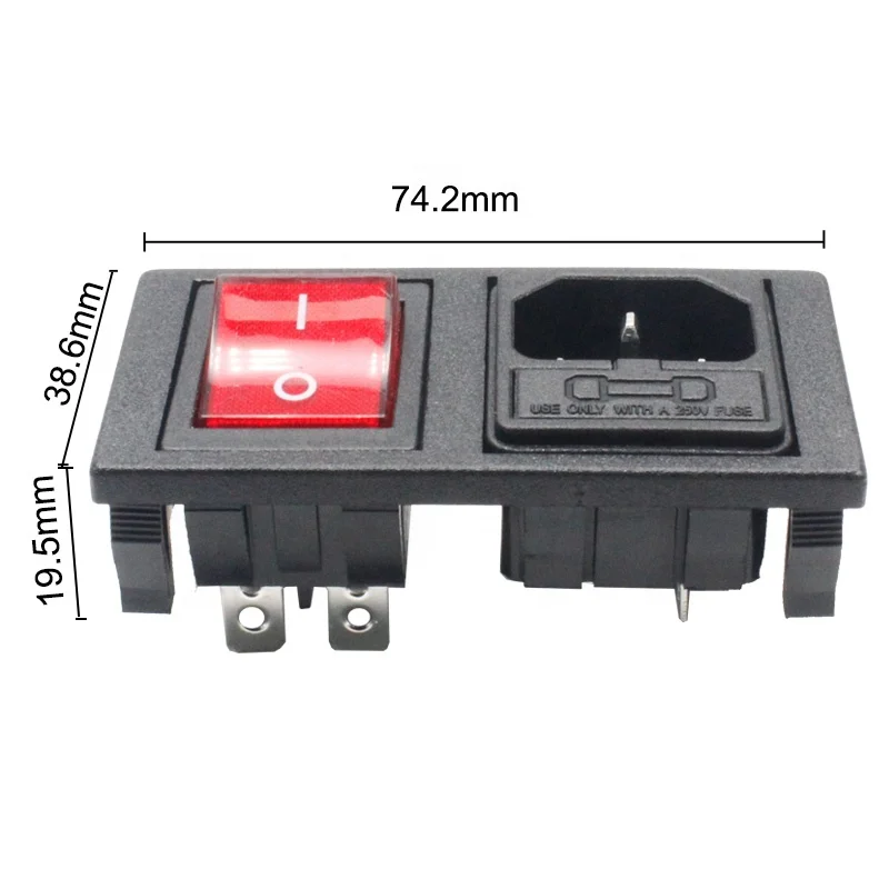 High Quality 110V Fuse Socket Switch AC Power Inlet Connector C14 Power Socket