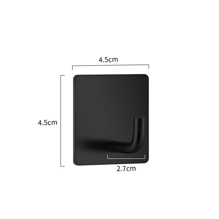 Black Double Sides Adhesive Wall Hook For Clothes Stainless Steel Towel