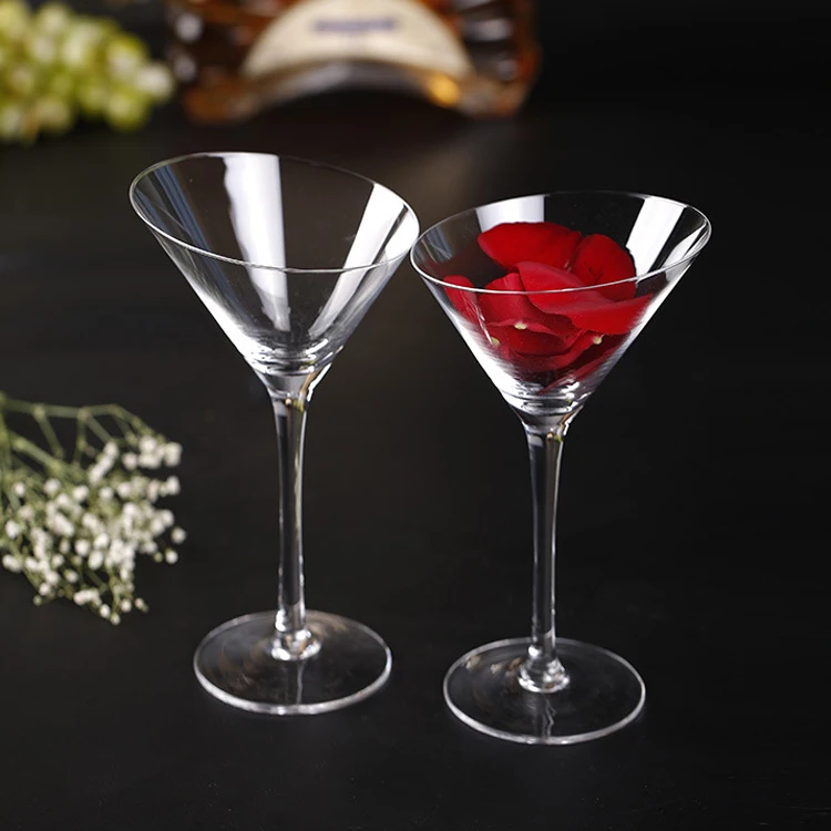 Clear Handmade Cocktail Glass Goblet Crystal Glass Martini Glasses Bevel