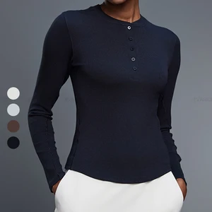 Women's Autumn Regular Fit Long Sleeve Printed Soft Breathable Quick Dry Lightweight Yoga Workout Top