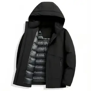 Custom Down Winter Puff Pastry Jacket Manufacturer Men's Warm Quilted Bubble Jacket Hooded Trench Coat High Quality