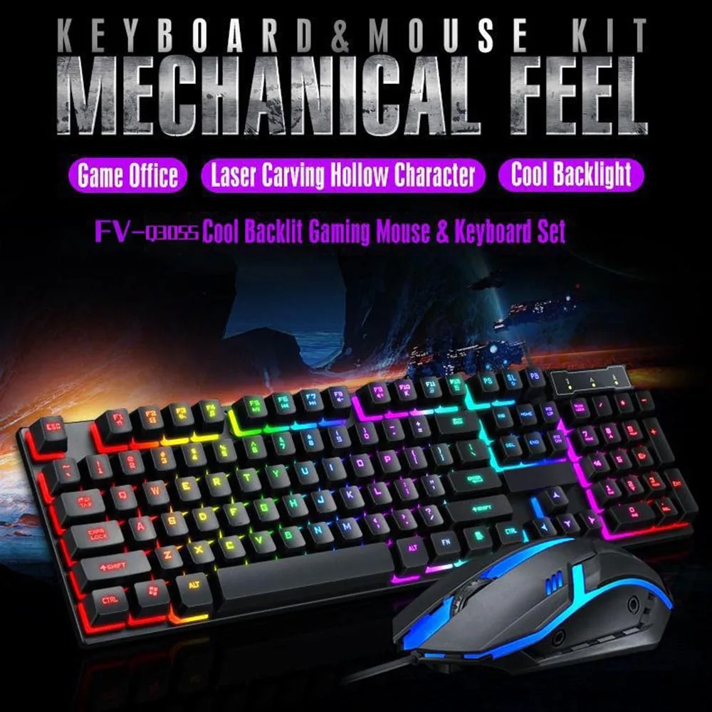 Wired Gaming Mouse And Keyboard Set,2021 Colored Buttons Led Backlit Keyboard Mouse Gamer Kit