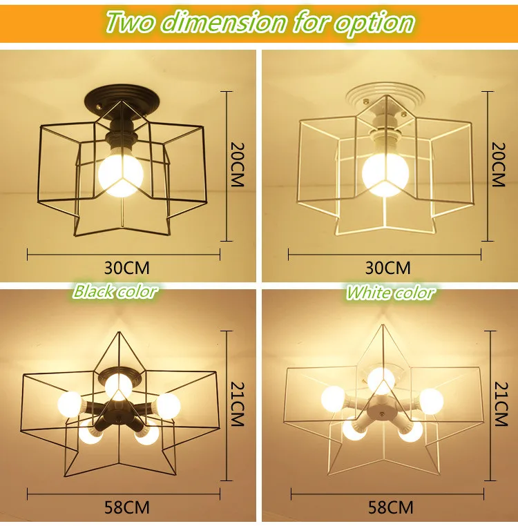 Five-pointed star design LED ceiling light modern black living room modern pendant lighting chandelier lamp  for home decoration