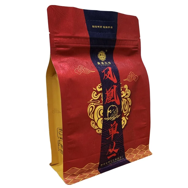 Custom Printed Zip Lock Stand Up Flat Bottom Bag Laminated Foil Tea Pouch For Packaging