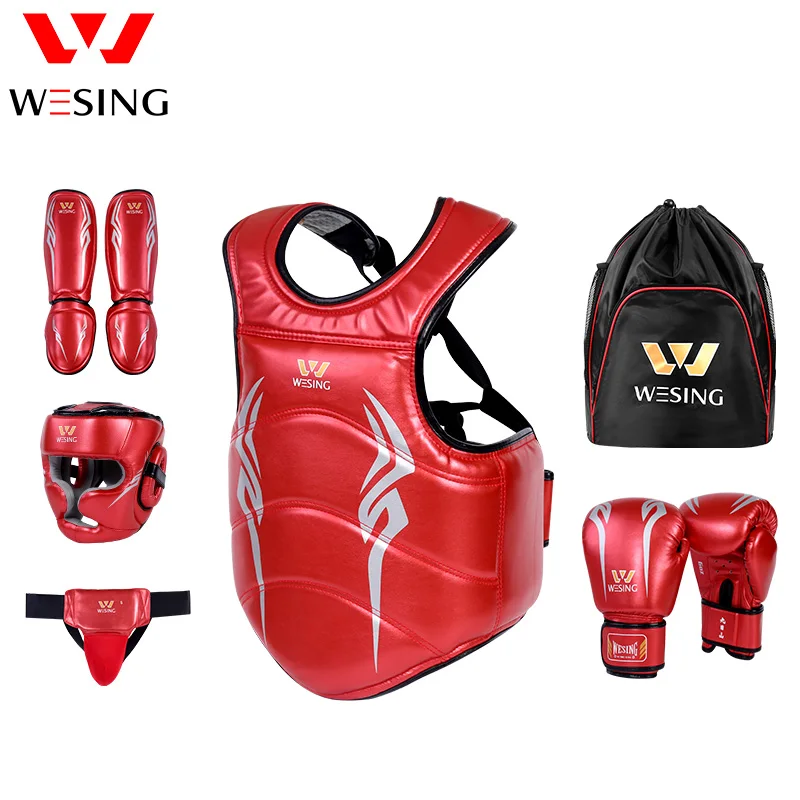 WESING PU Leather Boxing Sparring Gear Set Combat Sports Wushu