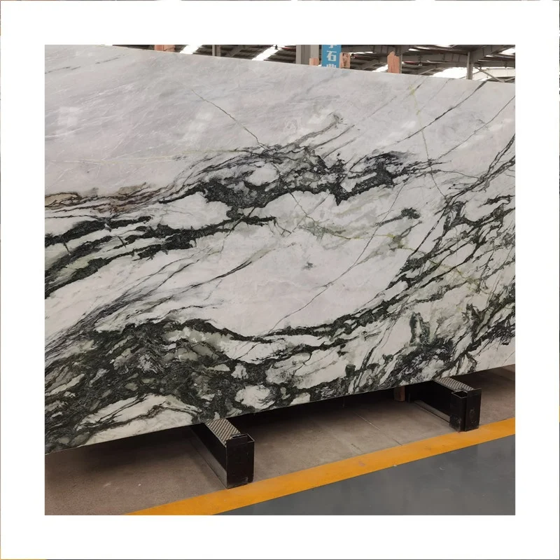 Orchid Jade White Marble Green Veins Slab Villa Interior Home Wall Floring Design