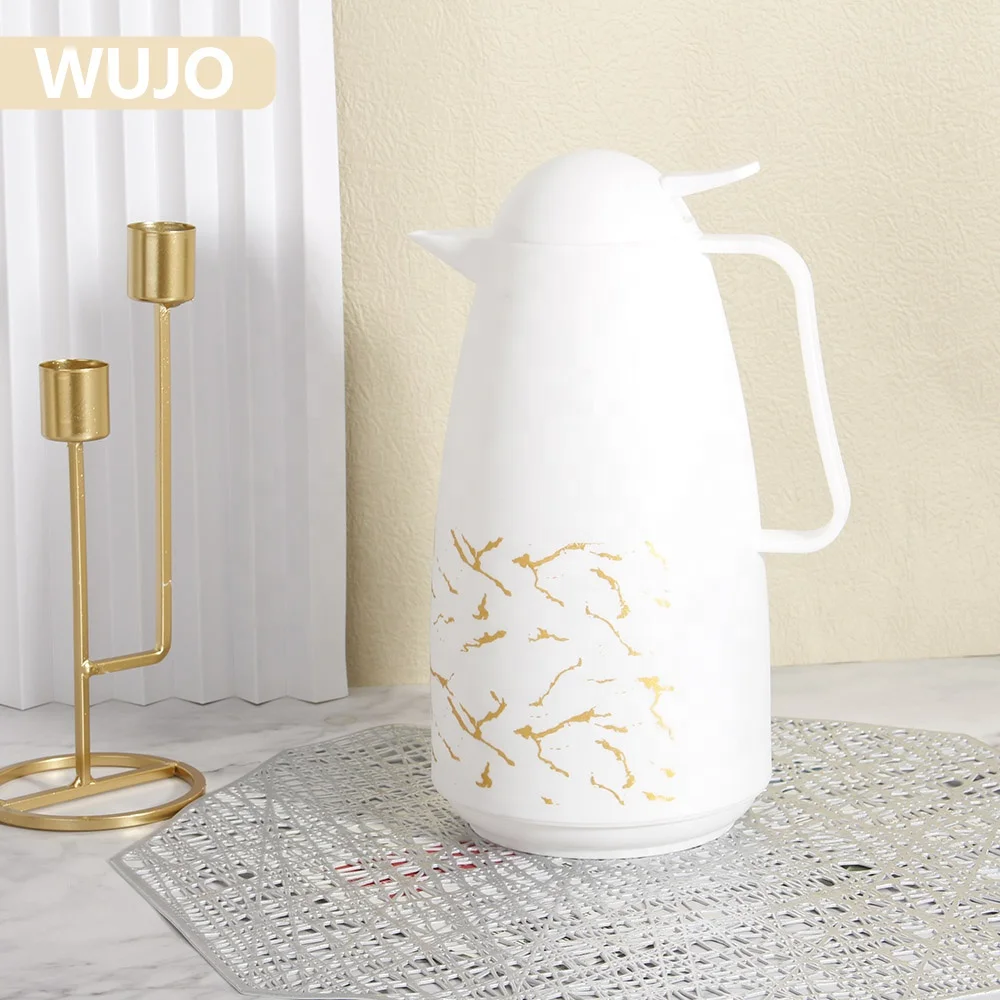 WUJO 1L NEW Design CHEAP Free Sample Coffee Pot Insulated Water Jug Thermal Plastic Arabic Vacuum Flask