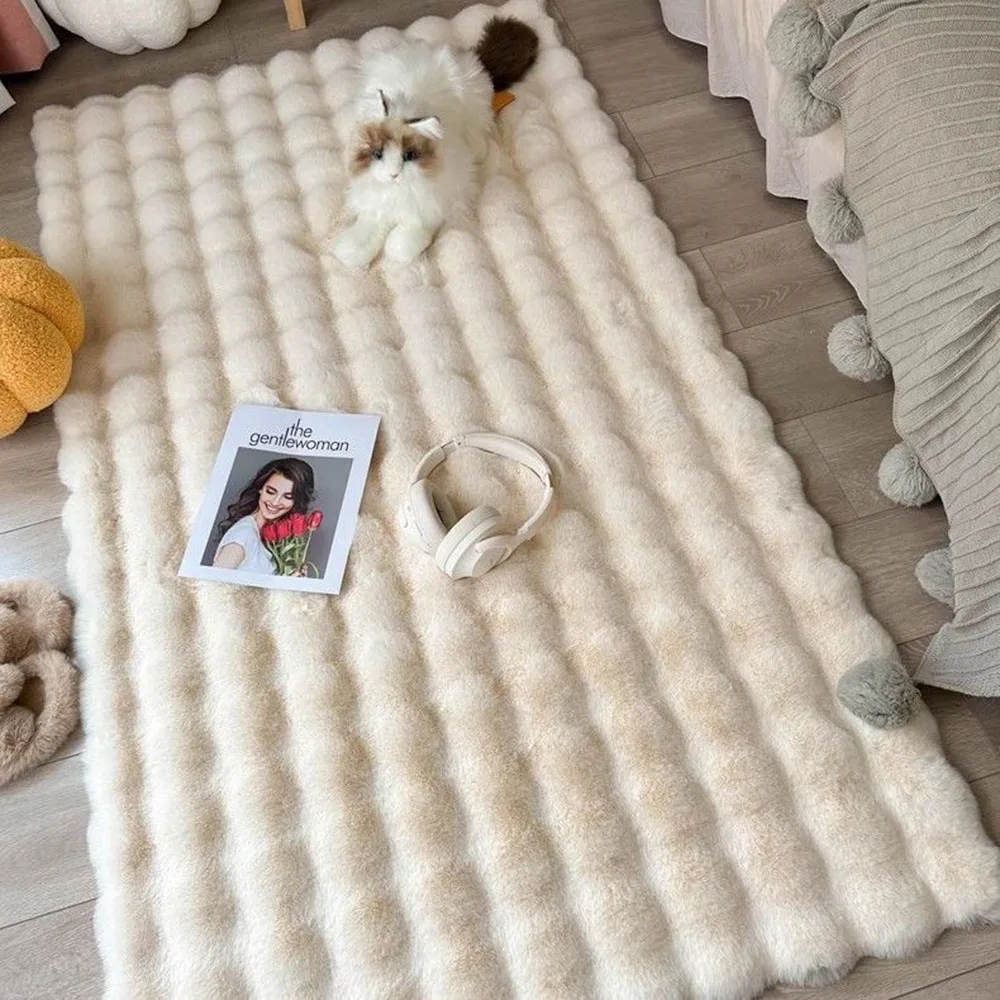 Modern Simple Creamy Style Antislip Living Room Bedroom Balcony Bedside Household Square Footcloth Carpet Mat