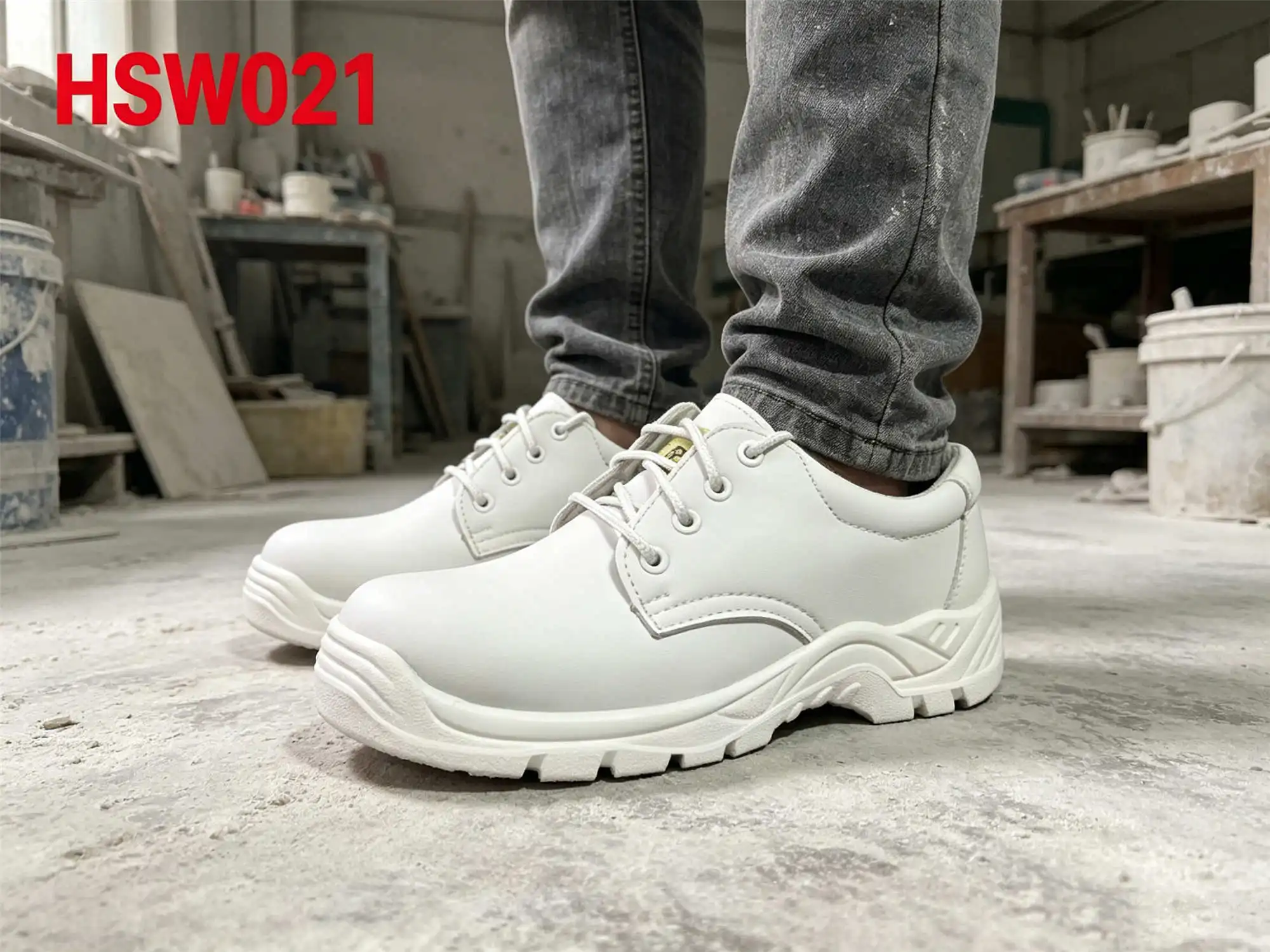WYC,Printing Factory Anti-static White Safety Shoes with Steel Toe Cosmetics Workshop Fluid Resistant Work Security Shoes HSW021