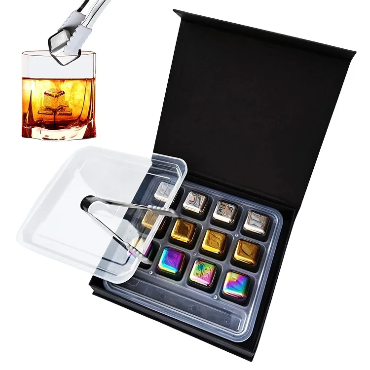 China Factory Wholesale Custom Logo Reusable Square Stainless Steel Ice Cube Tong OEM 27mm 3H Cooling Freezer Proof Mirror
