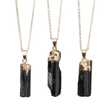 Collana Con Ciondolo In Quarzo E Tormalina Nera Naturale – Pietra Grezza, Ciondolo Energetico Reiki, Artigianale