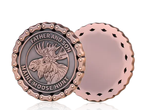 2D challenge coin with flat raised and recessed levels