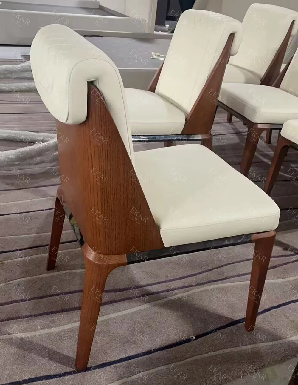 Diamond Quilted Bentwood Dining Chair with Cotton Embroidery - Dining Room Style & Comfort details