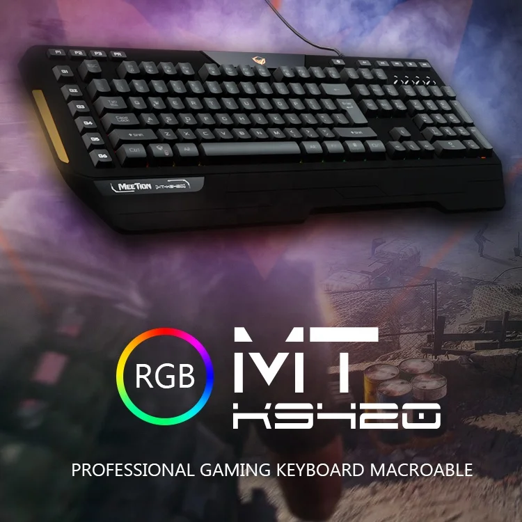 MeeTion K9420 Support Azerty Arabe Programming Macro Backlit USB PC Ordinateur Clavier Gamer Gaming Keyboard