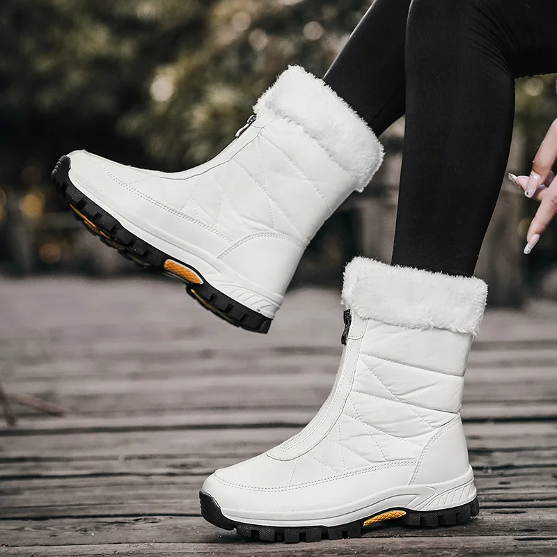 Large Size Cotton Shoes Women's New Casual Fashion Waterproof Cloth Plus  Velvet Thick Warm Snow Boots Large Cotton Shoes