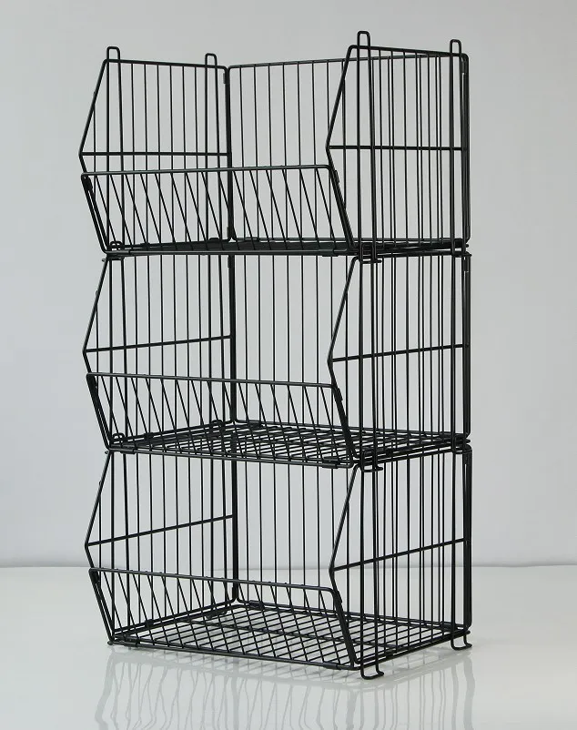 Supermarket Grocery Stackable Collapsible Wire Display Basket Shelf ...