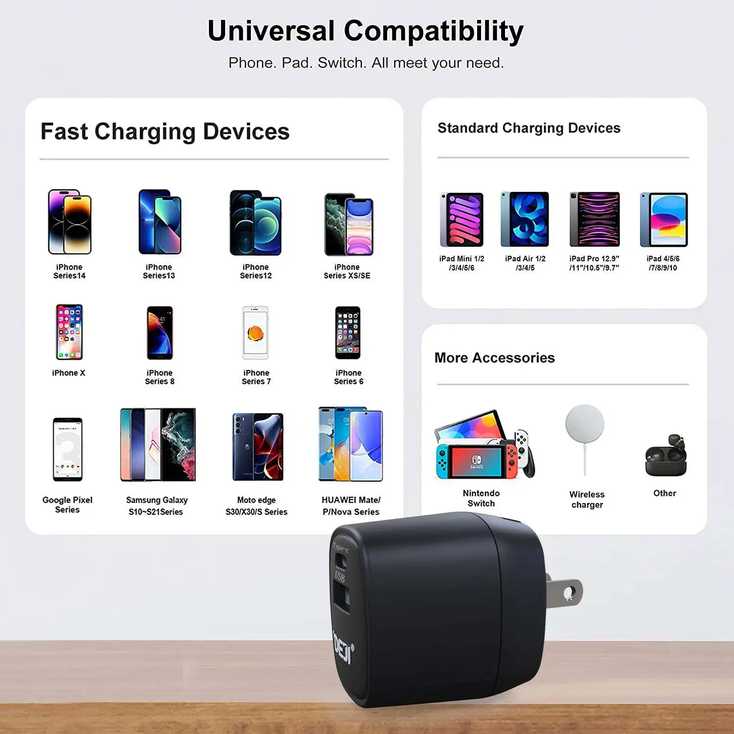 Deji Us Folding Plug 20w Original Mini Portable Type C Cell Phone