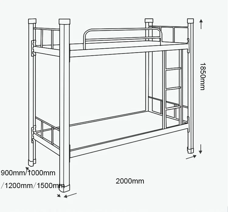 School Furnture Double Adult Steel Bunk Bed Metal Bed Durable Hostel Metal Bunk Beds