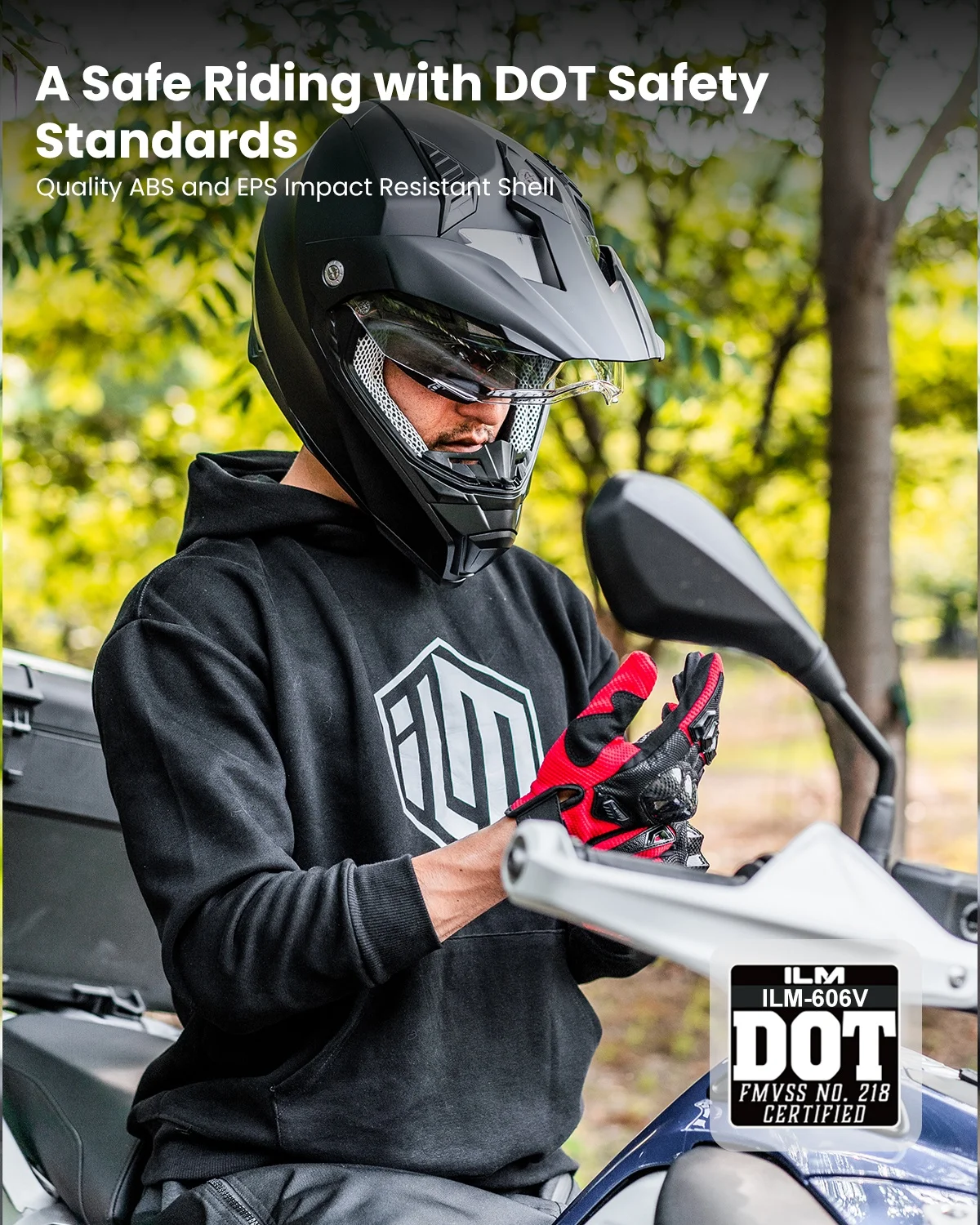 ILM Dual Sport Helmet DOT Certified Full Face Protection