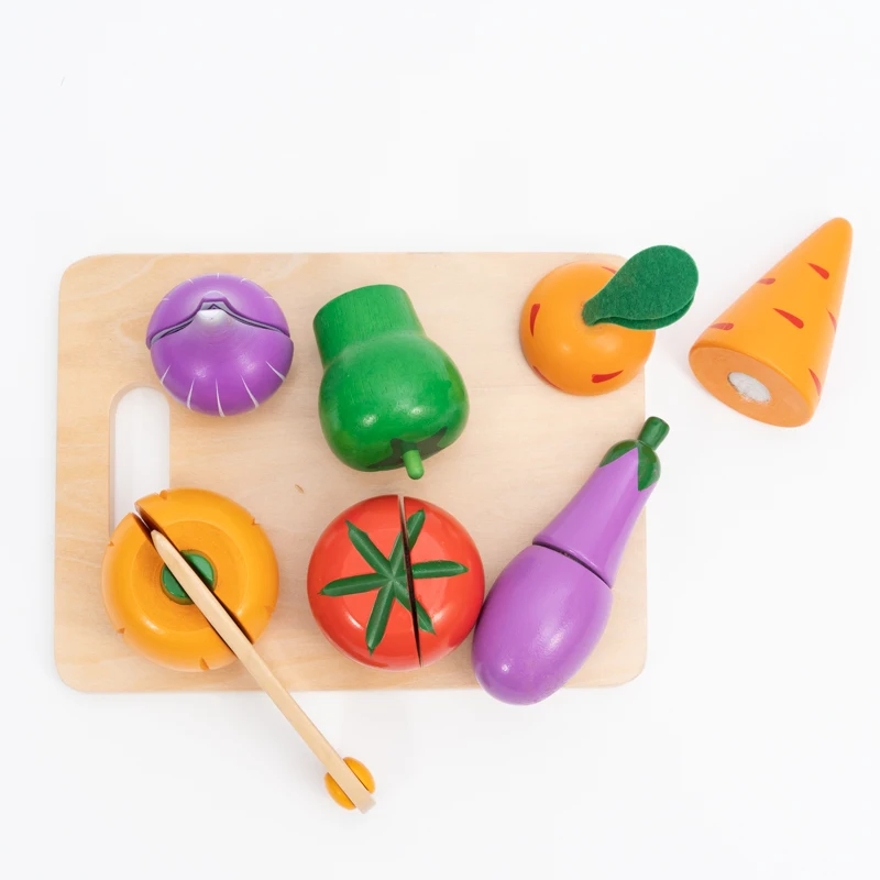8pcs Wooden Cutting Vegetables Food Play Toy Set Kitchen Vegetable Series Pretend for